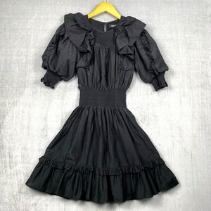 Magali Pascal Mini Dress Womens XS Silk Blend Ruffle Puff Sleeve Whimsigoth LBD‎